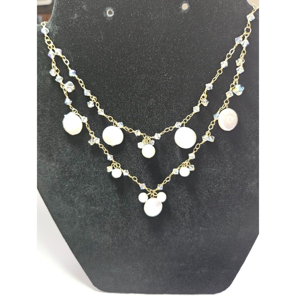 DOL 2 strand cut AB crystals and pearl necklace 18.5-20"